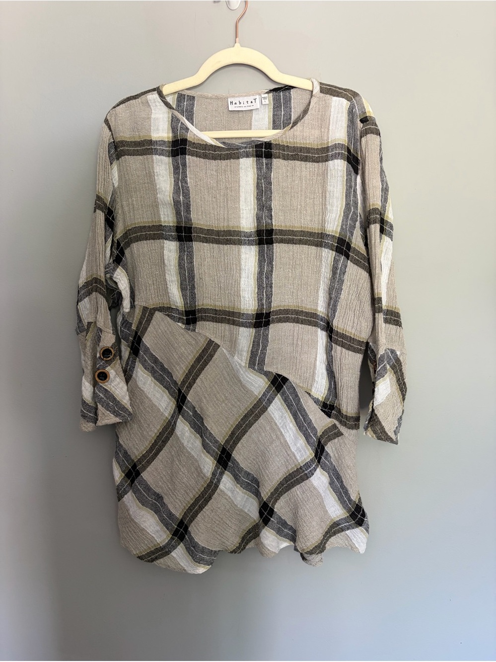 Habitat Tunic Top So L Linen Striped Asymmetrical Coastal Lagenlook Art To Wear